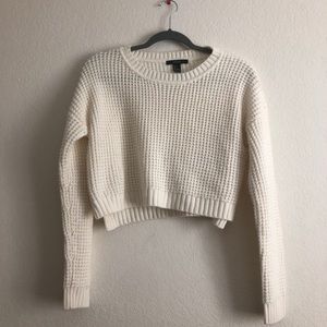 Forever 21 waffle knit cream cropped sweater